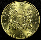 KENYA Daniel Toroitich Arap Moi Nickel-Brass 1991 5 Cents UNC KM# 17  (24 124)