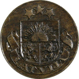 LATVIA Bronze 1928 1 Santims KEY DATE SCARCE KM# 1 (18 395)