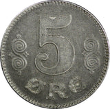 DENMARK Iron 1918 5 Øre WWI Issue 1 YEAR TYPE SCARCE KM# 814.1a (10 407)