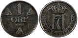 NORWAY Haakon VII Iron 1918 1 ORE WWI Issue SCARCE KM# 367a  (20 834)