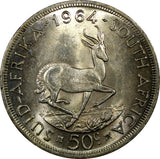 South Africa Silver 1964 50 Cents 38.8mm High Grade Mintage-86,000 KM# 62 (191)