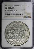 TURKEY Mustafa III Silver AH1171// 7 (1764) 2 Zolota NGC AU DETAILS KM# 324.1(8)