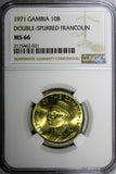 Gambia Nickel-Brass 1971 10 Bututs NGC MS66 TOP GRADED BY NGC KM# 10 (031)
