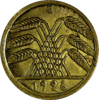 Germany - Weimar Republic 1926 E 5 Reichspfennig RARE DATE XF KM# 39 (20 173)