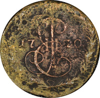 Russia Catherine II Copper 1770 EM Denga Ekaterinburg Mint C# 56.2 (21 655)
