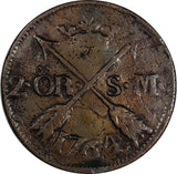 Sweden Adolf Fredrik Copper 1764 2 Öre SM  33,7mm SCARCE KM# 461 (20 422)