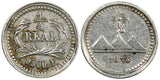 Guatemala Silver 1873 P 1/4 Real Sun with 3 Volcanoes KM# 146 (22 660)