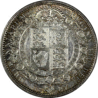 Great Britain Victoria (1837-1901) Silver 1887 1/2 Crown ch.XF/AU KM# 764 (239)