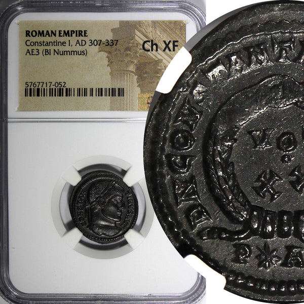 Roman Empire Constantine I AD 307-337 AE3 BI Nummus NGC Ch XF (052)