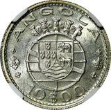Angola Portuguese Colony Silver 1955 10 Escudos NGC MS66 KM# 73 (021)