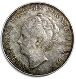 Netherlands Wilhelmina I Silver 1939  2-1/2 Gulden  KM#165