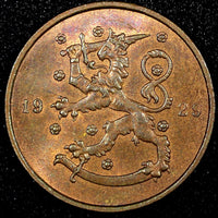 FINLAND Copper 1929 10 Penniä UNC KM# 24 (23 999)