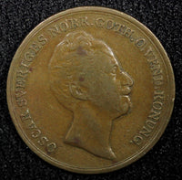SWEDEN Oscar I Copper 1852 2/3  Skilling KM# 663 (22 552)