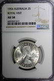 Australia Silver 1954 Florin Royal Visit of Elizabeth II NGC AU58 KM# 55 (017)