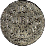 SWEDEN Oscar I (1844-1859) Silver 1857 ST 10 Ore KM# 683 (20 480)