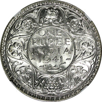 India-British George VI Silver 1941 (B) Rupee NGC AU58 Mint Luster KM# 556 (021)