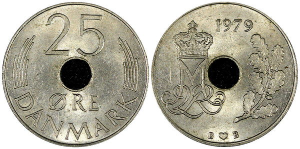 Denmark Margrethe II Copper-nickel 1979 25 Øre KM# 861.2 (21 386)