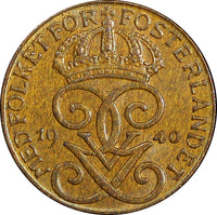Sweden Gustaf V Bronze 1940 1 Öre GEM BU COIN KM# 777.2 (21 932)