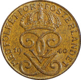 Sweden Gustaf V Bronze 1940 1 Öre GEM BU COIN KM# 777.2 (21 932)