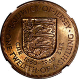 Jersey Elizabeth II Bronze 1960 1/12 Shilling NGC MS65 RB Nice Toned KM# 23 (12)