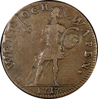 Sweden Emergency Issue Carl XII 1717 1 Daler Wits and Weapons KM# 355 ( 21 183)