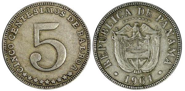 Panama Copper-Nickel 1961 5 Centesimos Mexico Mint KM# 23.1 (21 790)
