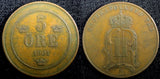 SWEDEN Oscar II Bronze 1901 5 Öre 27mm Mintage-441,660 KM# 757 (23 166)