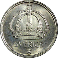Sweden Gustaf V Silver 1947 TS 25 Öre   GEM BU COIN KM# 816 (22 025)