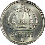 Sweden Gustaf V Silver 1947 TS 25 Öre   GEM BU COIN KM# 816 (22 025)