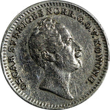 SWEDEN Oscar I Silver 1850 AG 1/16 Riksdaler  KM# 665