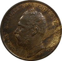 Sweden Carl XV Adolf Bronze 1862 Star 5 Ore XF Condition Mintage-136,000 KM# 707