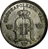 SWEDEN Oscar II Silver 1897 EB 25 Ore aUNC Toned KM# 739 (15 592)