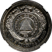 Honduras Silver 1888 25 Centavos NGC AU DETAILS SCARCE KM# 50