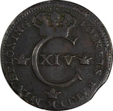 SWEDEN Carl XIV Johan Copper 1820 1/4 Skilling 26 mm  KM# 595 (470)