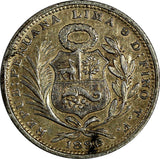 Peru Silver 1896 TF-JR 1/5 Sol "LIBERTAD" Light Toned KM# 205.2 (19 399)