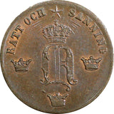 Sweden Oscar I Bronze 1858 1/2 Ore RED-BROWN UNC KM# 686 (21 886)