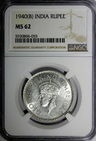 India-British George VI Silver 1940 (B) Rupee NGC MS62 Mint Luster KM# 556 (055)