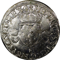 France Henry II Silver 1550 F 12 Deniers/1 Douzain Angers Mint  26mm Dup-997 (5)