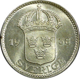Sweden Gustaf V Silver 1938 25 Öre GEM BU COIN KM# 785 (22 045)