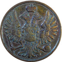 RUSSIA - POLAND NICHOLAS I  COPPER 1855 BM 2 KOPECKS WARSAW MINT LAST YEAR VF+