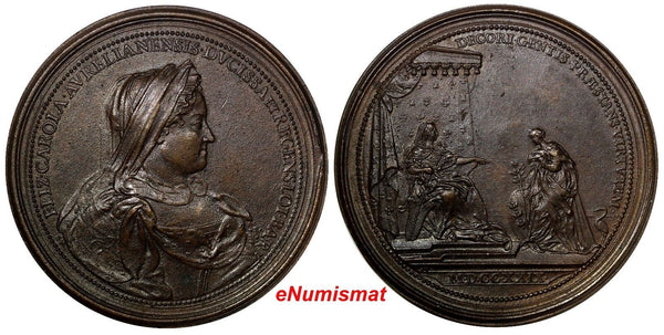 FRANCE Lorraine Copper 1729 Medal Elisabeth Charlotte of Orleans 64,15g.56mm (8)