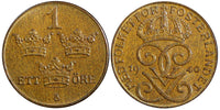 Sweden Gustaf V Bronze 1940 1 Öre GEM BU COIN KM# 777.2 (21 932)