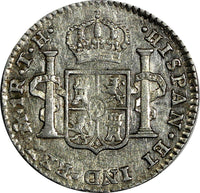 Mexico SPANISH COLONY Charles IV Silver 1808/7 Mo TH 1 Real OVERDATE KM# 81 (6)