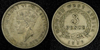 British West Africa George VI Copper-Nickel 1939 KN 3 Pence KM# 21 (22 923)