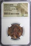 ROMAN Constantius I as Caesar AD 305-306 BI Nummus / Genius,patera. NGC (75)