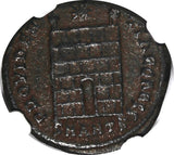 Roman Constantine II AD 337-340 AE3 BI Nummus / Camp gate NGC (078)