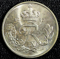 Denmark Frederik IX Copper-Nickel 1957  10 Øre GEM BU COIN KM# 841.2 (23 845)