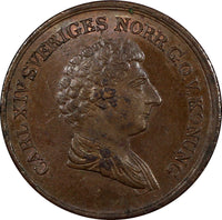 Sweden Carl XIV Johan Copper 1839 2/3 Skilling ch.aUNC KM# 641 (20 848)