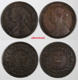 Canada NEW BRUNSWICK Bronze LOT OF 2 COINS 1861,1864 1 Cent KM# 6 (397)