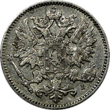 Finland Nicholas II Silver 1902 L  25 Pennia Mintage-210,000 Better Date KM# 6.2
